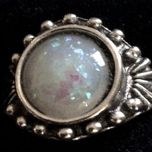 Vintage Silver Opal Ring, size 3